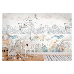 Stenske tapete za otroško sobo PIRATI (300x280 cm), Malumi