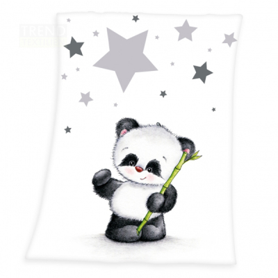 BELA odeja iz pliša PANDA 75x100 cm - AKCIJA