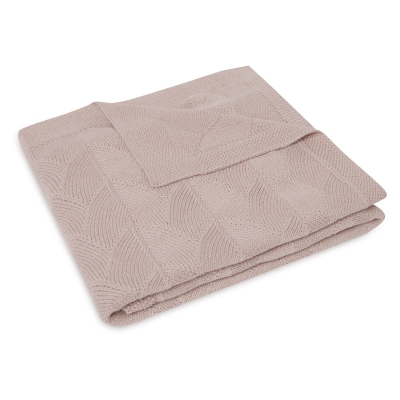 Pastelno roza pletena odeja SHELL KNIT, Wild Rose 75x100 cm, GOTS, Jollein