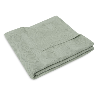 Pastelno zelena pletena odeja SHELL KNIT, Sea Foam 75x100 cm, GOTS, Jollein