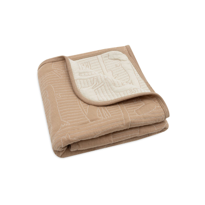 Rjava bombažba odeja 75x100 cm Jungle Jambo BISCUIT-OATMEAL, Jollein® 