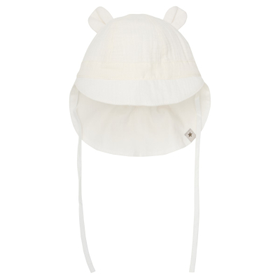 Bel otroški klobuček z ušeski 62/68 (3-6 m) HUTTEliHUT®-P