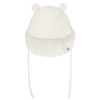 Bel otroški klobuček z ušeski 74/80 (9-12 m) HUTTEliHUT®-P