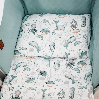Bela 2-delna posteljnina MINT MORSKI SVET 120x90 cm Largo