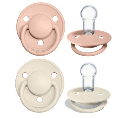 Duda BIBS - Blush&Ivory Silicone, DE LUX 0-36m (2 kosa) -ZADNJI KOS