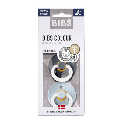 Duda BIBS - Iron&Baby Blue 0-6M NIGHT (2 kosa) - ZADNJI KOSI