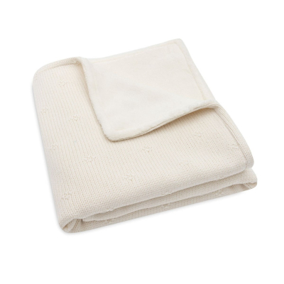 Kremno bela dvoslojna pletena odeja 75x100cm Cosy Knit Ivory/Velvet, Jollein®