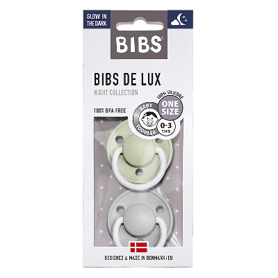 Duda BIBS - Sage&Cloud Silicone, DE LUX night 0-36m (2 kosa) - ZADNJI KOSI