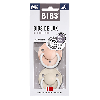 Duda BIBS - Blush&Vanilla Silicone, DE LUX night 0-36m (2 kosa) - ZADNJI KOS