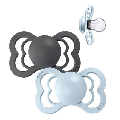 Duda BIBS - Iron&Baby Blue Silicone, Supreme 6-36M (2 kosa) - ZADNJI KOS