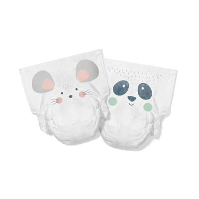 EKO plenice KIT&KIN miška in panda (38 kosov) – velikost 2 (4-8 kg)