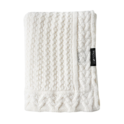 Kokos bela MERINO volnena pletena odeja KITKA, LULLALOVE 90x100 cm - PREMIUM