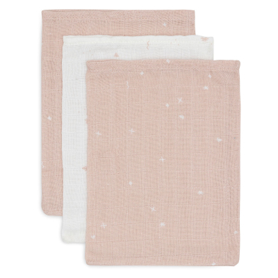 Roza krpice za umivanje TWINKLING - WILD ROSE 15x20cm (3 kosi) Jollein® -AKCIJA