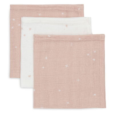 Roza krpice za umivanje TWINKLING - WILD ROSE 31x31cm (3 kosi) Jollein®