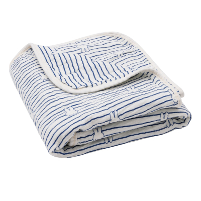 Kremno bela muslin odeja Miffy Stripe Navy, 75x100 cm, Jollein
