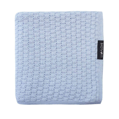 Modra MERINO odeja METULJ, Lullalove 90x100 cm - PREMIUM