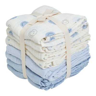 Modre tetra plenice iz organskega bombaža Smiley - 734 Celestial Blue (8 KOSOV) Pippi®