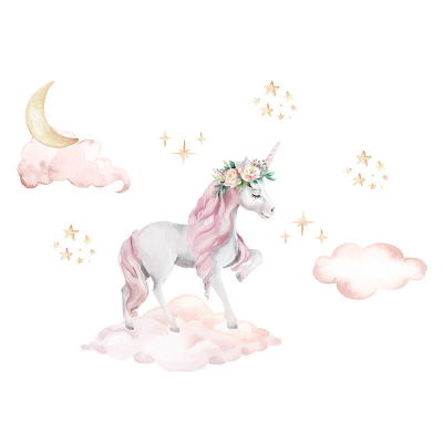 Stenske nalepke UNICORN NA OBLAKU, Don Dobinio