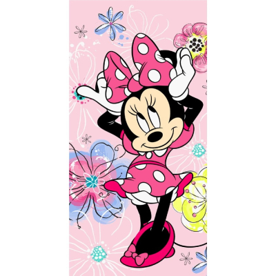 Otroška kopalna brisača MINNIE MOUSE rožice 70X140 cm, ©DISNEY
