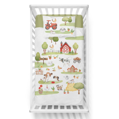 Siva-bela posteljnina CUTE FARM 120x90 cm