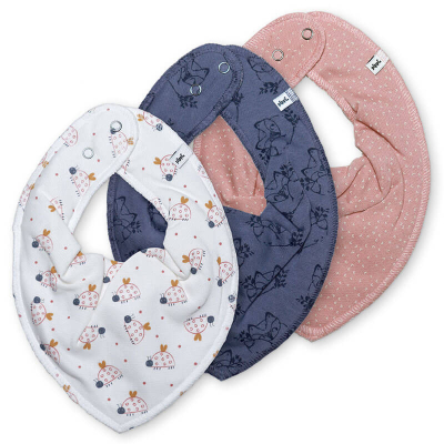 Kremno bela rutka-slinček – pikapolonice, lisičke in pikice (3 kosi), Pippi®