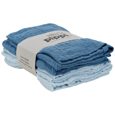 Pastelno modre in petrol modre tetra pleničke iz organskega bombaža (4 KOSI) Pippi®