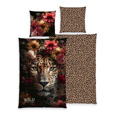 Dvostranska 2-delna posteljnina LEOPARD WILD FLOWERS, 140x200 cm
