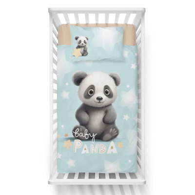 Modra posteljnina BABY PANDA 120x90 cm