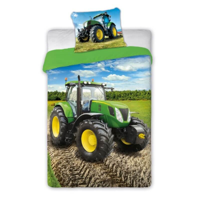 2-delna posteljnina ZELEN TRAKTOR John Deere 140x200 cm