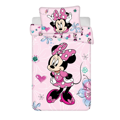 Roza 2-delna posteljnina MINNIE MOUSE Rožice, 135x100 cm, ©DISNEY (22BS209)