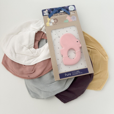 Otroška rutka-slinček MISTY ROSE (5 kosov), Pippi® + Mehko grizalo za dojenčka HIPPO, Tikiri  - AKCIJA