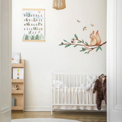 Stenske nalepke VEVERICA NA VEJI DK317 (95x44 cm), Yoko Design