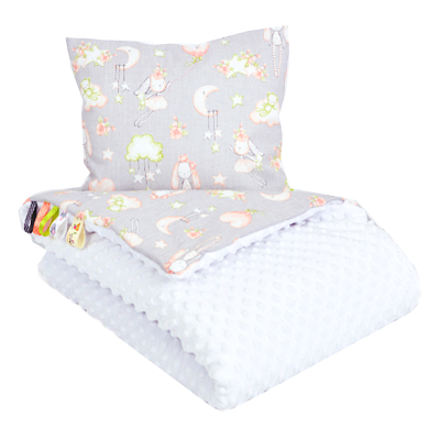 Odeja ali igralna podloga z vzglavnikom BELA - SIVA zajčki SWEET DREAM Largo
