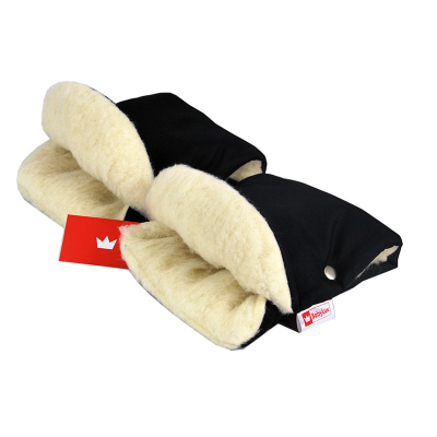 ČRNE muf rokavice za voziček 100% ovčja volna BabyLux