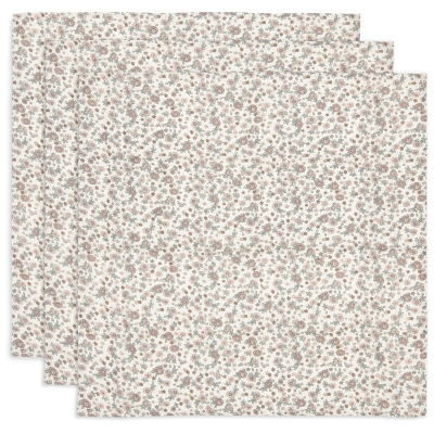Kremno bele tetra plenice RETRO FLOWERS (70X70 cm) – 3 kosi, Jollein®