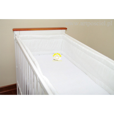 Bela obroba za posteljico, 420x30 cm