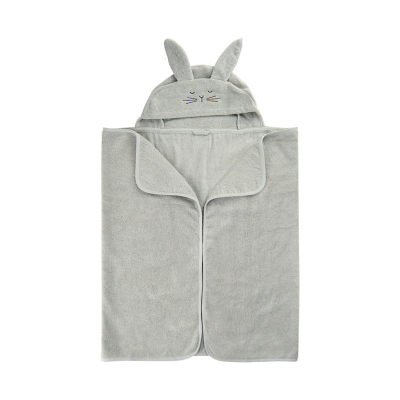 Siva brisača s kapuco iz organskega bombaža 120x70 cm ZAJČEK, Pippi®