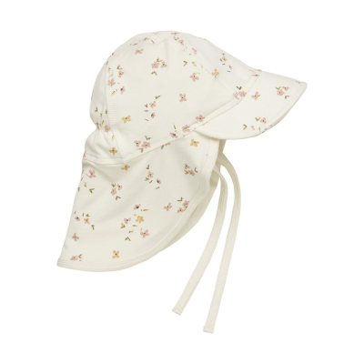 Kremno bel klobuček za dojenčka z UV zaščito (UPF 50+) iz bambusa FLOWERS 62/68, Minymo