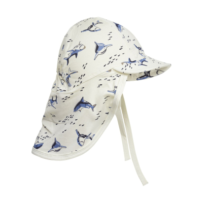 Kremno bel klobuček za dojenčka z UV zaščito (UPF 50+) iz bambusa SHARK 62/68, Minymo