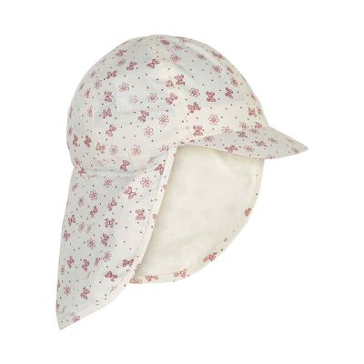 Kremno bel klobuček - kapa s šiltom za dojenčka z UV zaščito (UPF 50+) 1-2 leti – OLD ROSE METULJČKI, En Fant