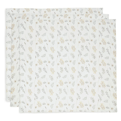 Kremno bele tetra plenice WILD FLOWERS (70X70 cm) – 3 kosi, Jollein®