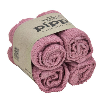 Umazano roza krpice za umivanje iz organskega bombaža (4 KOSI) Pippi®