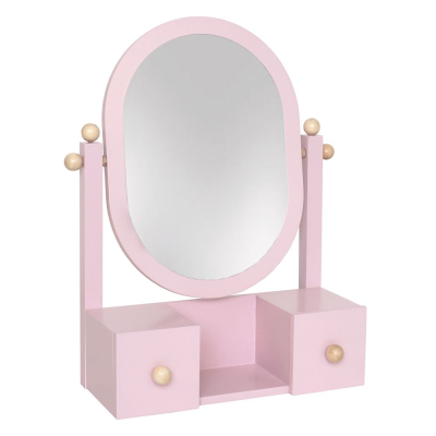 Roza leseno kozmetično ogledalo s predalniki (3 leta+), Jabadabado