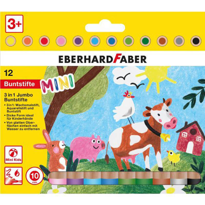 Otroške barvice JUMBO 3v1 Eberhard Faber, komplet 12 barvic
