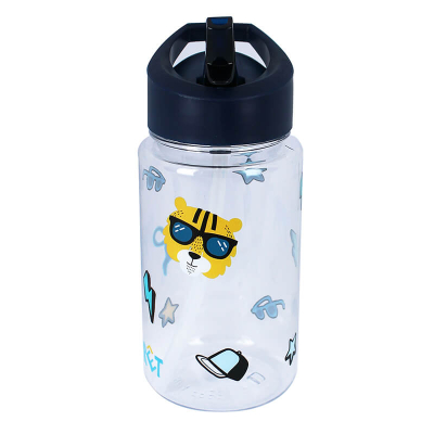 Navy modra otroška steklenička TIGER z očali (450 ml), Pret