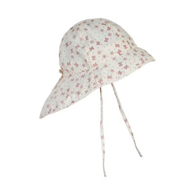 Kremno bel otroški klobuček z UV zaščito (UPF 50+) 4-6 let, OLD ROSE METULJČKI – En Fant
