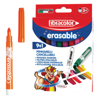 Debeli otroški flomastri ERASABLE Fibracolor 9+1