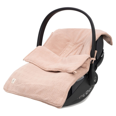 Pudrasto roza pletena vreča za voziček, lupinico ali otroški avtosedež GRAIN KNIT WILD ROSE, Jollein®