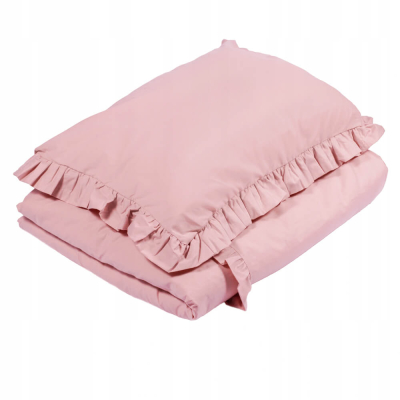 Pudrasto roza 2-delna posteljnina za zibko VOLANČKI 60x75cm Largo