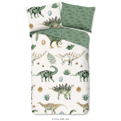 Olivno zelena otroška posteljnina DINOZAVRI 135x100 cm, Good Morning (31119-G)